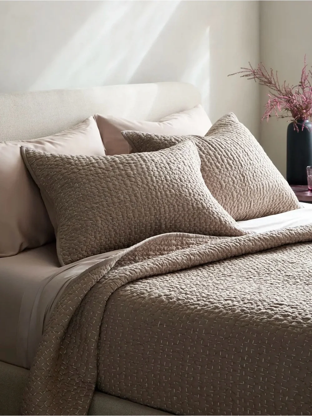Quince Organic Cotton Hand Stitched Quilted Sham Set- New